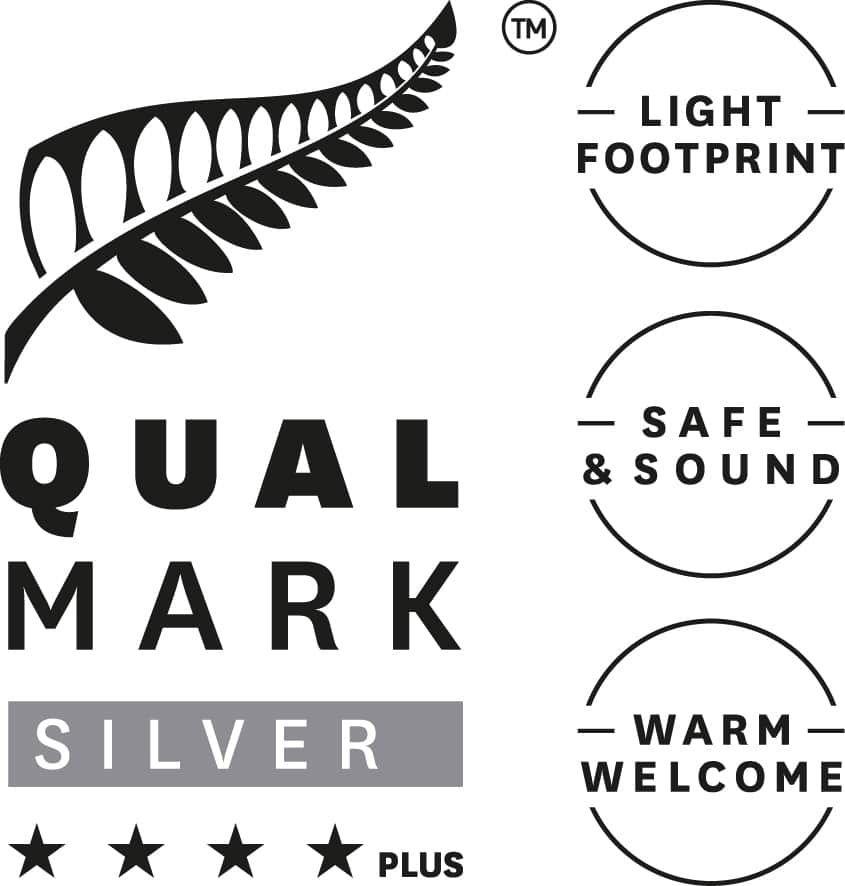 Qualmark Silver award: Light Footprint, Safe and Sound, Warm Welcome