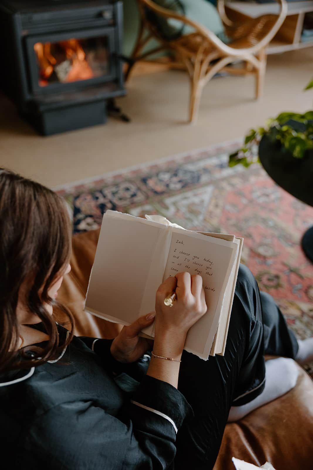 Reading a book beside the wood burner