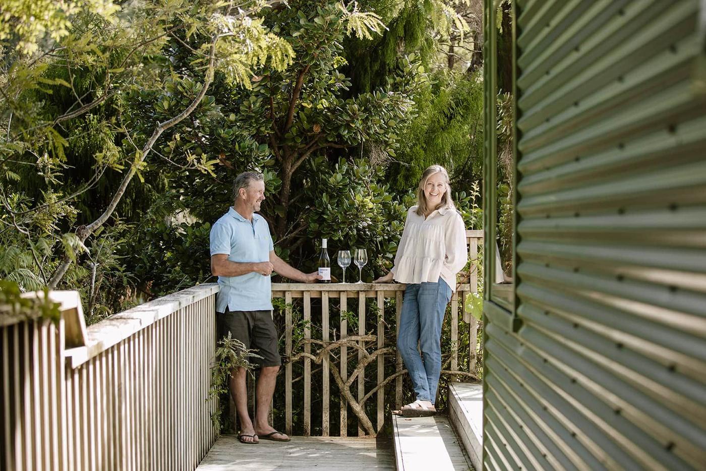 The treetop deck, high among the native trees